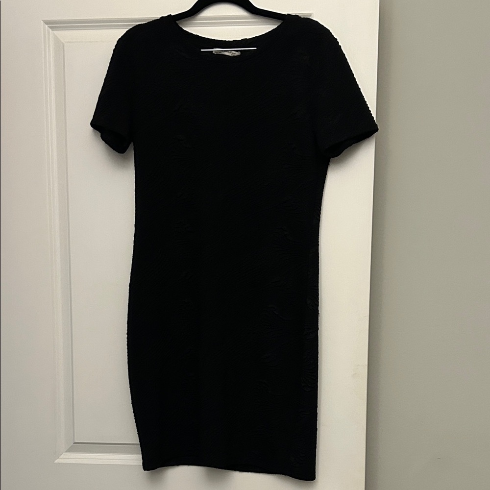 Zara Black Short-Sleeve Mini Dress